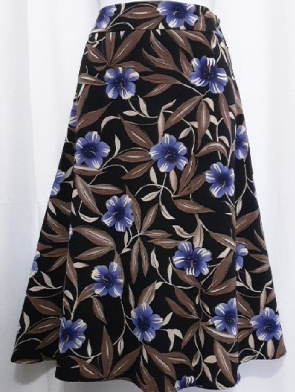 Sag Harbor Black A-Line Skirt with Blue Floral Print